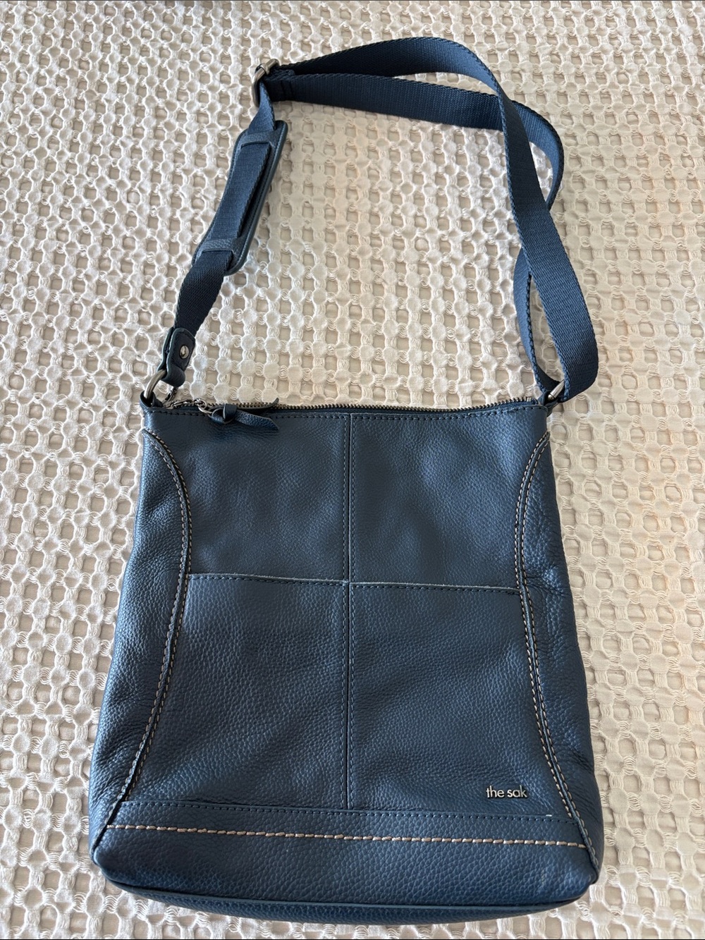 The Sak Blue Leather Crossbody Shoulder Bag